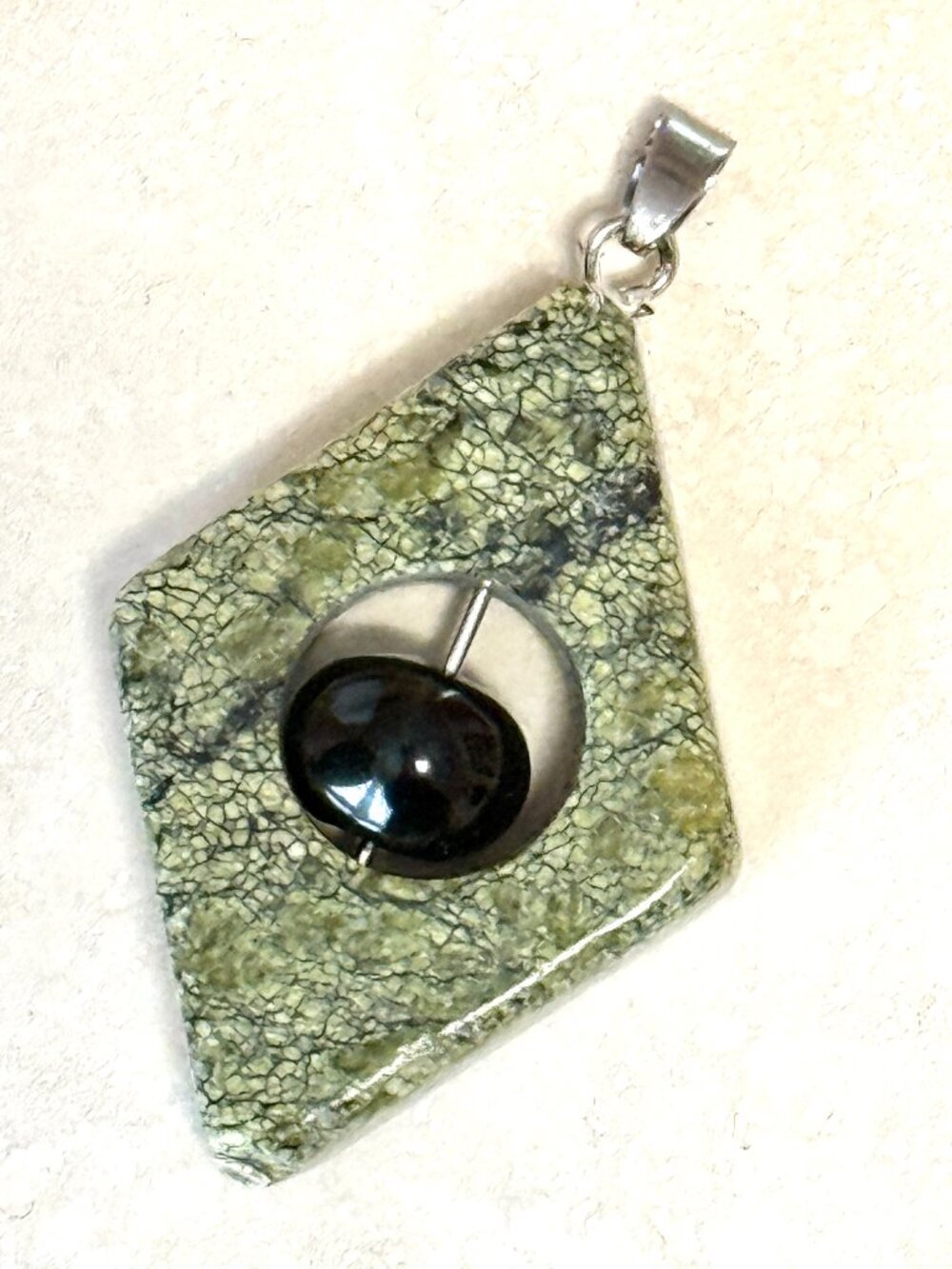2/$20,Genuine Green Serpentine Pendant, Large Geometric Natural Gemstone Pendant